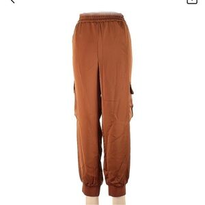 Women’s Dark Orange Satin Cargo Pants